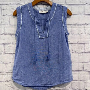 Vineyard Vines Blue‎ Sleeveless Blouse Pullover V Neck Casual Top Size XS